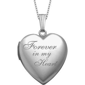 Women Sterling Silver Forever In My Heart Locket That Hold Pictures in Necklace